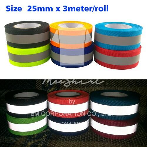 3 meters lot Reflective Fabric Tape Highlight Reflective Webbing Ribbon 25mm 12mm W Sew On00005