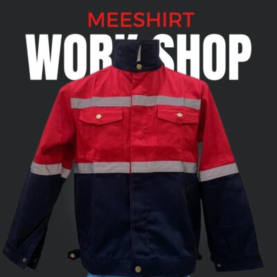 เสื้อช็อป เสื้อช่าง แขนสั้น แขนยาว ราคาดีที่สุด พร้อมปัก | มีเชิ๊ต เสื้อคนงาน เสื้อสะท้อนแสง เสื้อช๊อป เสื้อช่าง สีแดง 4