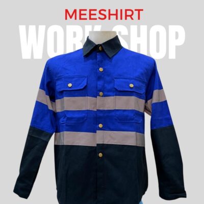 เสื้อช็อป เสื้อช่าง แขนสั้น แขนยาว ราคาดีที่สุด พร้อมปัก | มีเชิ๊ต เสื้อคนงาน เสื้อสะท้อนแสง เสื้อช๊อป เสื้อเด็กช่าง แขนยาว สีน้ำเงิน 12