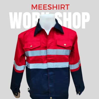 เสื้อช็อป เสื้อช่าง แขนสั้น แขนยาว ราคาดีที่สุด พร้อมปัก | มีเชิ๊ต เสื้อคนงาน เสื้อสะท้อนแสง เสื้อช๊อป เสื้อเด็กช่าง แขนยาว สีแดง 2